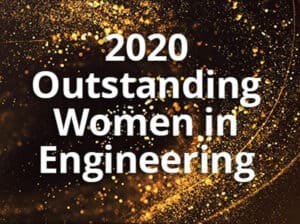 2020 outstanding women in engineering graphic with bright glitter behind type