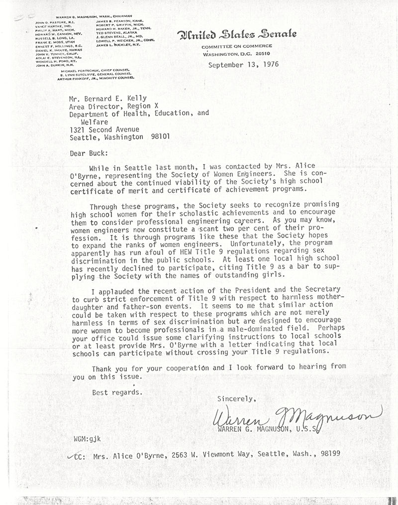 SWE’s Rocky Beginnings With Title IX 1 Magnuson Letter LR