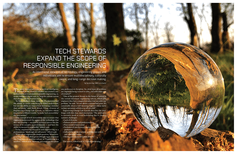 SWE Honored in National Editorial and Design Competitions 1 Tech Stewards spread