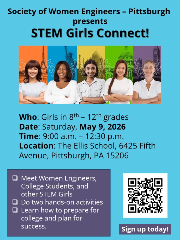 STEM Girls Connect flyer with QR code